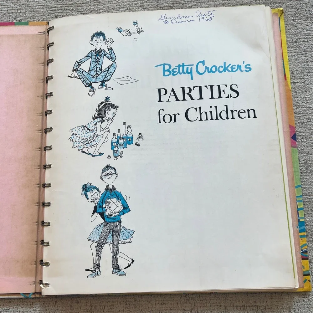 Vintage 1964 Betty Crocker's Parties for Children Spiral Hardcover Book Retro
